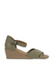 Khaki Leather Women's Wedge Heeled Sandals 01Ws11102 - 2