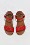 Red Leather Women Sandals 01Wu4262