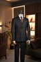 Exclusive striped double-breasted suit black