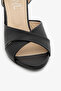 Genuine Leather Black Cross-Strapped Ankle Strap Heeled Women's Sandals - 3