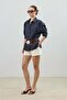 Anthracite Modal Blend Striped Women's Shirt - 3