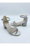 Girls' Silver Color Stone-Backed Comfortable Heelled Dress Shoes - 4
