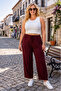 Women's Plus Size Comfort Model Elastic Waist Lycra Cotton Flexible and Comfortable Fit Wide Leg Pants
