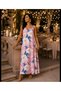 Rochie lungă și drapată, căptușită cu modele florale