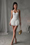 Strapless Model with Neck Tie, Layered Ruffles, Flared Mini Dress - 4