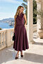 Women's Plum Double-Breasted Vest Skirt Two-Piece Set - High-Waisted Flared Skirt and Buttoned Vest Set - 3