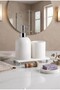 White Marble 3-Piece Bathroom Set Silver Decor Bathroom Accessory with Liquid Soap Dispenser and Toothbrush Holder - 2