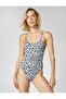 Leopard Patterned Swimsuit with Thin Straps and Tie Detail - 3