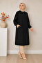 Women's Islamic Clothing Araboy Sade Aerobin Daily Black Cap & Ferace Black - 2
