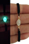 Cat's Eye Highlighter Glow-In-The-Dark Beaded Macrame Knitted Bracelet Adjustable to Fit the Wrist.