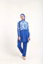 4-Piece Hat and Tile Detailed Fully Covered Zippered Water-Repellent Quick-Drying Hijab Swimsuit - 4