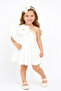 Girls' Floral White One-Shoulder Dress