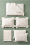 Aurelia 100% Cotton Ruffled, Bow Pattern Embroidered 6 Piece Premium Double Duvet Cover Set - 7