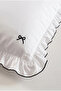 Aurelia 100% Cotton Ruffled, Bow Pattern Embroidered 6 Piece Premium Double Duvet Cover Set - 5