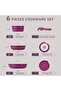 6-Piece Ceramic Cookware Set with Detachable Handle, PFAS-Free Healthy Cooking Set - Purple - 2