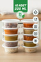 Midi 220 ml Washable Storage Container Set of 10, Suitable for Microwave and Freezer