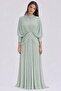 Stone and Flywheel Detailed Yoryo Silk Hijab Evening Dress Light Green 1254 - 5