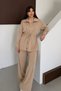 Oversize Zippered Lace-Up Waist Polo Collar Modal Women's Suit 1196 Oliv - Premium Series - 5