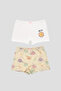 Girl's Patterned Premium Cotton Combed Cotton 2-Piece Boxer Shorts Set - 2