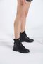 Women's Plush Double Zippered Lace-Up Thick Sole Sports Boots Black - 4