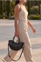Women's Zipper Closure Hand and Shoulder Bag Foren Black - 3