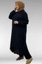 57044 Plus Size Button-Down Muslin Pants Suit with Elastic Sleeves - Black - 4