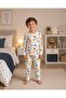 Boy's 100% Cotton Teddy Bear Patterned White Color Long Sleeve Winter Pajama Set