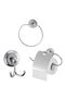 Metal Sturdy Apparatus Screw Sink Bathroom WC Cloth Towel Fork Hanger Toilet Paper Holder Chrome Set of 3 - 6