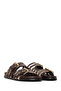 Women's Brown Double Buckle Braided Slippers 26Sfd441929 - 2