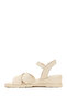 Women's Cream Ankle Buckle Wedge Heeled Leather Sandals 26Sfd132318 - 3