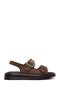 Women's Brown Back Buckle Thick Sole Suede Leather Sandals 26Sfd360710