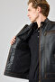 Felibe Men's Black Judge Collar Vintage Leather Jacket 25Wge6432Vd - 6