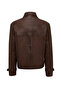 Paloma Women's Brown Double-Breasted Collar Oversized Leather Coat 25Wgd56082Z - 2