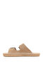 Women's Beige Buckle Suede Leather Espadrille Slippers 26Sfd205310 - 3