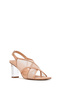 Women's Beige Ankle Buckle Thick Heeled Shoes Fabric Sandals 25Sfd44256F - 7