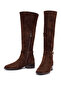 Women's Brown Zippered Short Heeled Suede Leather Boots 25Wfd153510 - 7