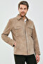 Navas Men's Beige Shirt Style Suede Leather Jacket 23Sgd648310 - 4