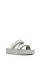 Women's Gray Banded Thick Soled Jelly Slippers 25Sfe4751Pv - 7