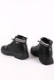 Women's Rubber Knitwear Detailed Thick Sole Lace-Up Sports Boots Black - 3