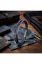 Navy Blue Black Leather Men's Bracelet – Titanium Steel Magnetic Lock - 21 cm - 3