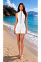 Women's Sports Swimming Shorts Jumpsuit Swimsuit High Neck Zipper Model - 4