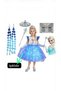 Elsa Light-Up Dress Costume + Elsa Blue Wig Bubble Hair+ Crown Wand + Face Gem Set Birthday Party Wedding Invitation Special Day