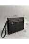 Men's Clutch Bag Double Zippered Faux Leather Organizer Portfolio Clutch Bag - Black - 5