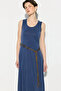 Modal Knitted Midi Dress with Belt Detail - Navy Blue - 2