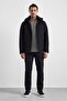 Black slim classic collar straight side pockets zipper quilted jacket - 5