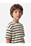 Cotton Crew Neck Short Sleeve Striped Knitwear T-Shirt - 2