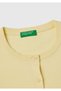 Women's Light Yellow 100% Cotton Buttoned Round Neck Cardigan - 3