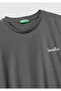 Men's anthracite 100% cotton logo printed regular fit crew neck t-shirt - 3
