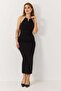 Women's backless long dress with back slit - black - 2