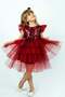 Burgundy Sequined Girl's Party Dress